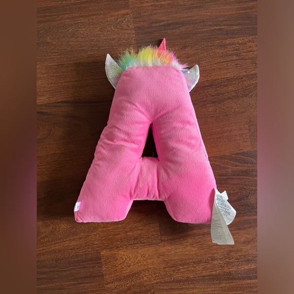 Justice Unicorn Letter "A" Plush Sequin Pink Reversible Pillow - Picture 2 of 2